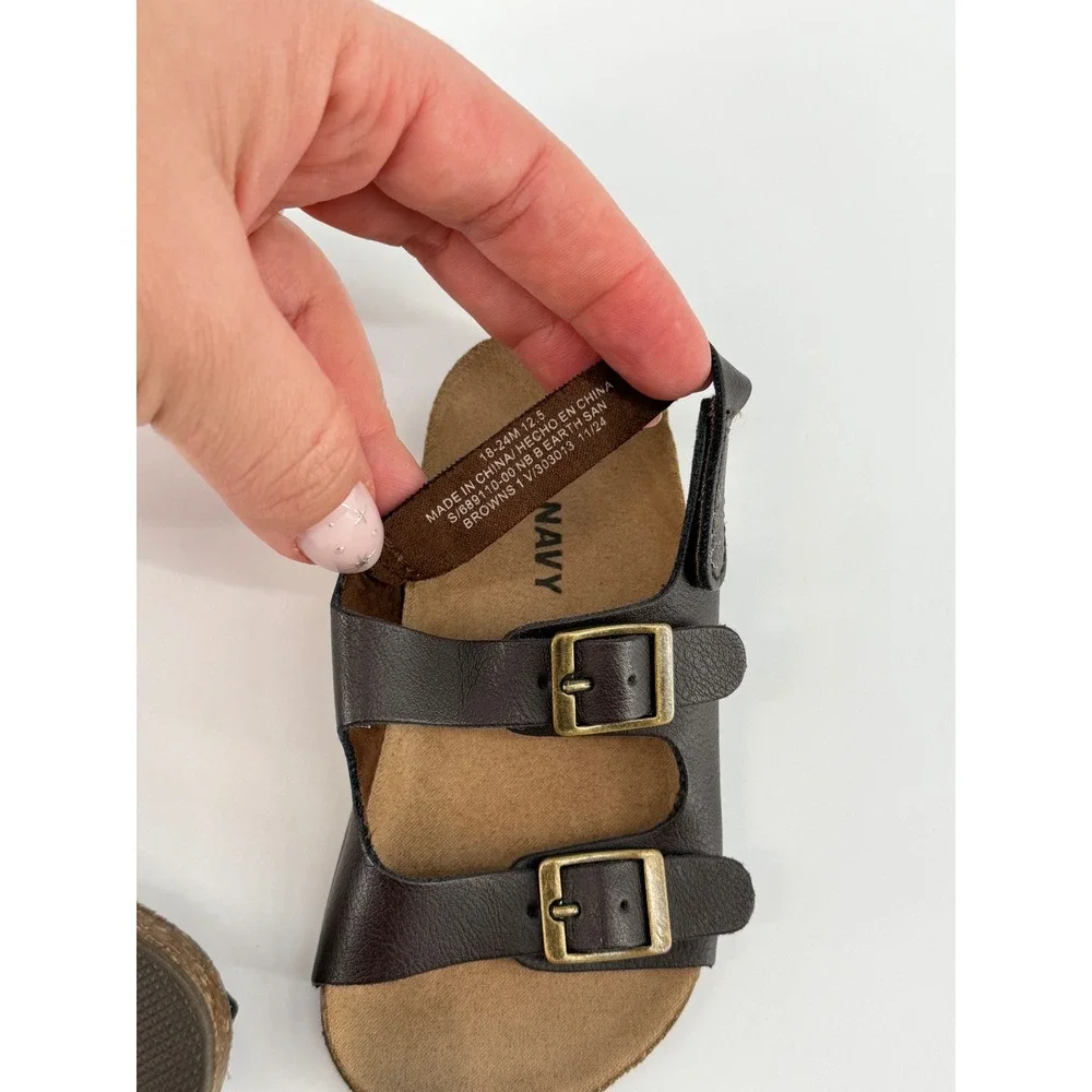 Old Navy Toddler Dark Brown Faux Leather Cork Sandals Size 5 18-24M S/689110